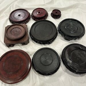 Oriental Pedestal Stand Collection, Assorted Wood Tones